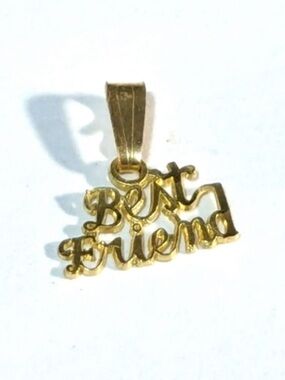 Solid 10K Gold Best Friend Script Pendant for Necklace